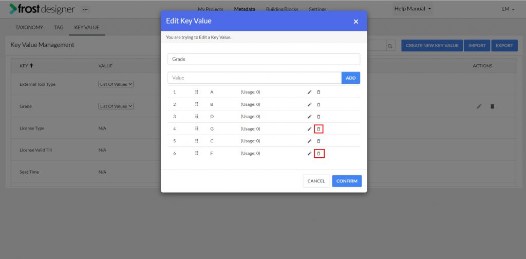 Key value pair edit for select type help center